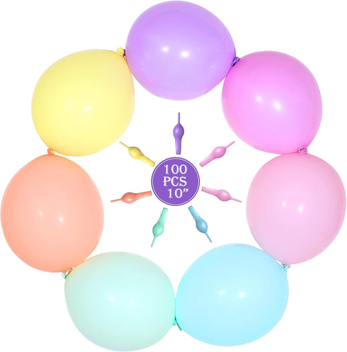 100 Pcs Macaron Link Balloons 10 Inch Latex for Birthday, Mother's Day, Gender Reveal, Wedding, Graduation Decoration