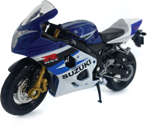 Welly Die Cast Motorcycle, Blue, Suzuki GSX-R750, 1:18 Scale