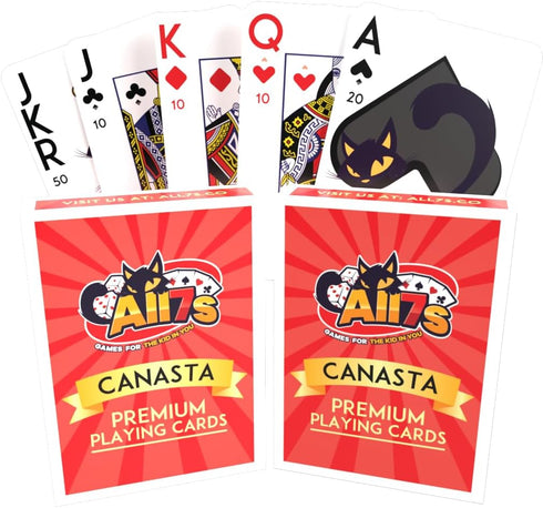 Canasta Cards Set of 2 Decks - Large Print Playing Cards with Point Values