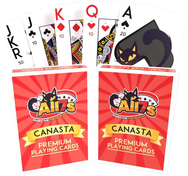 Canasta Cards Set of 2 Decks - Large Print Playing Cards with Point Values