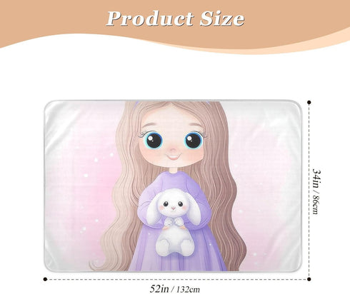 siphylline 52" 34" Cute Cartoon Girl Extra Large Resuable Changing Pad Covers Highly Absorbent Diaper Changing Pad