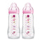 MAM Easy Active Baby Bottles 11oz with Fast Flow Skinsoft Silicone Nipple for 4+ Months Baby