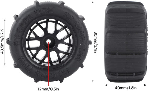 4Pcs Universal Rubber Plastic RC Beach Tires for 1/14 1/16 1/18 RC Car