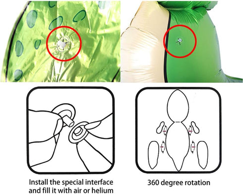 Inflatable Dinosaur Tyrannosaurus Balloons for Birthday Party Baby Shower Decoration Kit - Gift for Kids and Adults