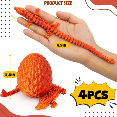 ELORION 4-Pack 3D Printed Dragon Eggs - Surprise Toys for Kids