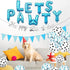 Dog Cat Birthday Party Supplies - Paw Print Balloons, Sequined Balloons, Happy Birthday Banner Decoration