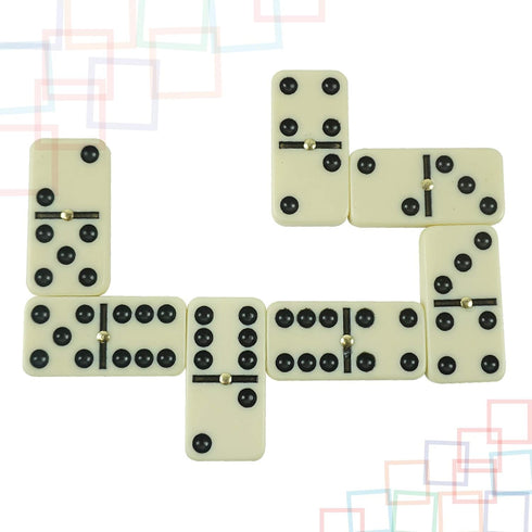 Set, 28-Piece Set ERLLE - Dominoes Premium Classic Double Six Domino with Wooden Case, Family & Kids Board Game
