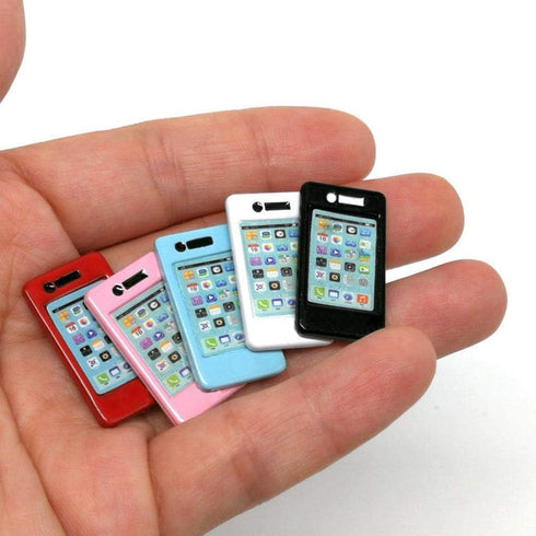 7Pcs Dollhouse Mini Mobiles Phones, Miniatures Cell Phones, Metal Simulation Telephones for 1/12 1/6 Scale Dolls House