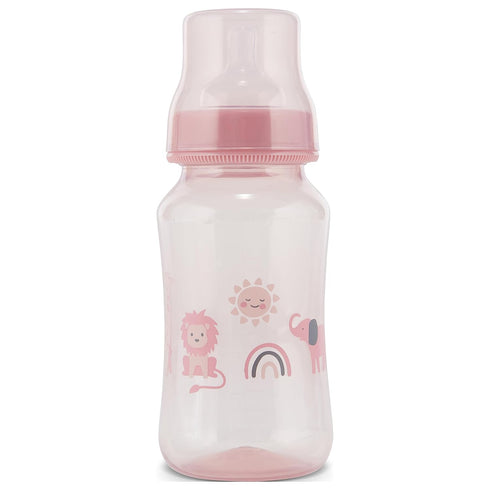 2-Pack 11 Premium Baby Bottles - Ounce, Hourglass Shape, Fun Boys and Girls Prints, Clear Cover - BPA-Free