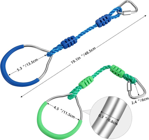 PELLOR Multi-Color Ninja Rings, Gymnastic Rings Backyard Playground Training Equipment Play for Kids & Adults, Swing
