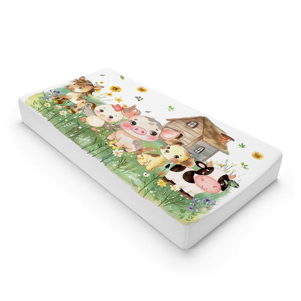Farm Animals Changing Pad Covers, Fitted Baby Sheets for Boys & Girls, 32''x16'', Soft Stretchy Country Farmhouse
