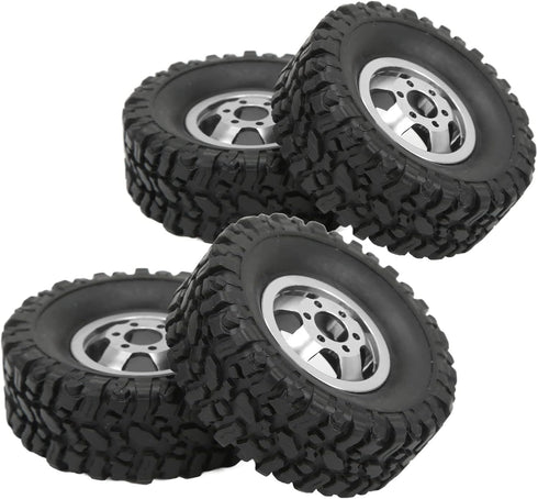 Hub Wheel Rims with Soft Rubber Tires, 4WD Aluminum Alloy Wheel Hub for WPL C14 C24 B14 B24 B16 B36 RC Car