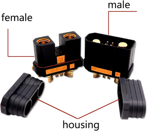 SoloGood 170A High Current Antispark QS10-S Male Female Connectors Plugs with 4Pin Signal for Drone RV E-Bike Battery Charger(Black, 1 Pair)