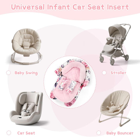 2 1 Baby Car Seat Head Body Support & Strap Covers, in Infant Car Seat Insert, Reversible Soft Breathable Newborn