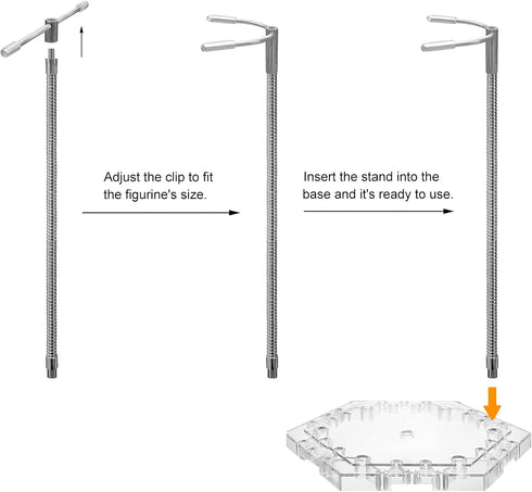 Zovelynta 8-Pack 1/144 Clear Adjustable Action Figure Stand with Metal Clips & Flexible Arms Action Figure Display