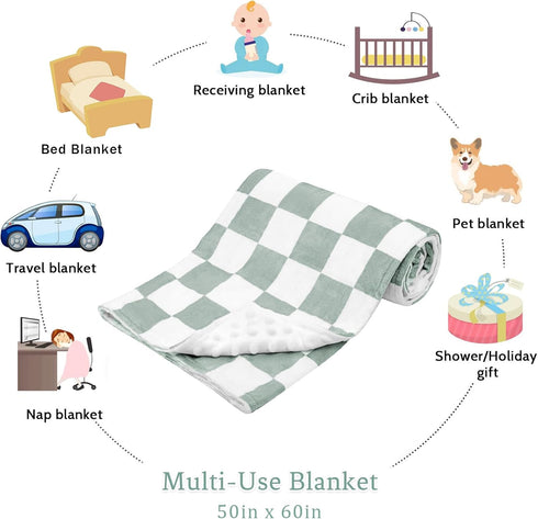 (5060 DILIMI Baby Blanket, Soft Warm Newborn Toddler Minky Plush Dot Blanket for Girl and Boy Unisex in), Green