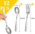 12PCS Safe Forks and Spoons for Kids, Toddler Silverware Kids Utensils Baby Spoons Stainless Steel Tableware with Bunny and Puppy Motifs by HAKSEN