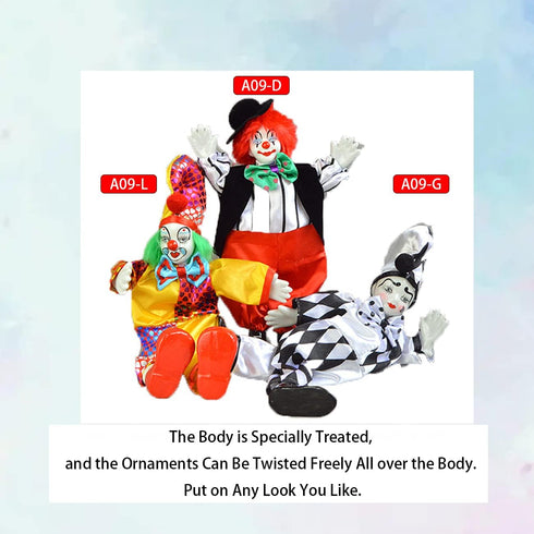 Maxyoung 9 Inch Porcelain Clown Doll - Vintage Collectible Figure, Hand Painted Toy, Movable Joints