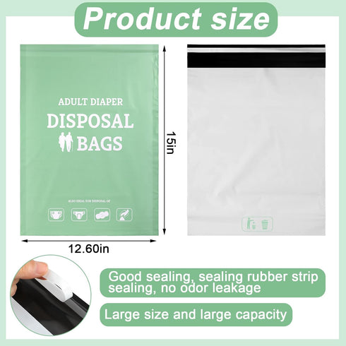 100 PerKoop Pcs Extra Thick Large Adult Diaper Disposable Bags Odor Tight Sealing Disposal Bags Tear Resistance