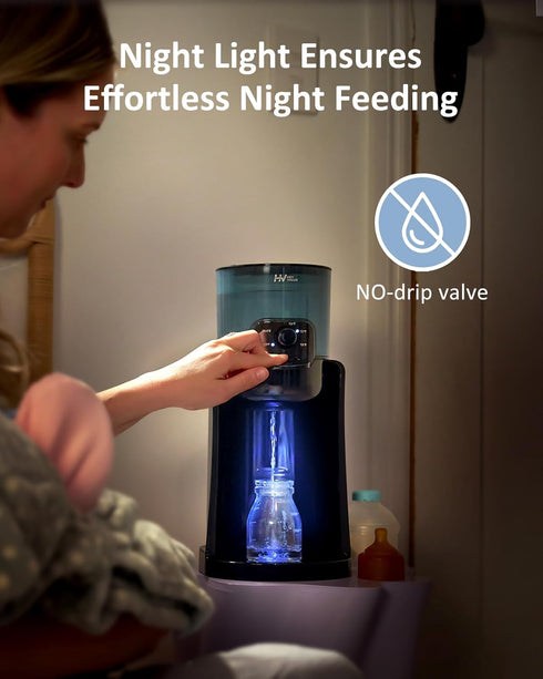 4 72H Water Warmer, HEYVALUE Baby Bottle Warmer, Formula Maker with Night Light, Temperature Control & Keep Warm