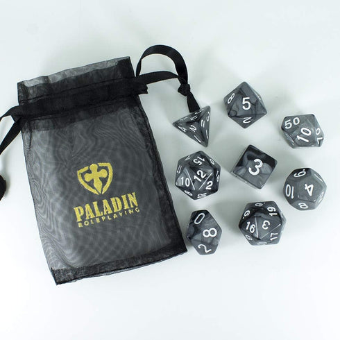 Gray and Black Expanded DND Dice Set with Extra D20 - 'Claws of Darkness'