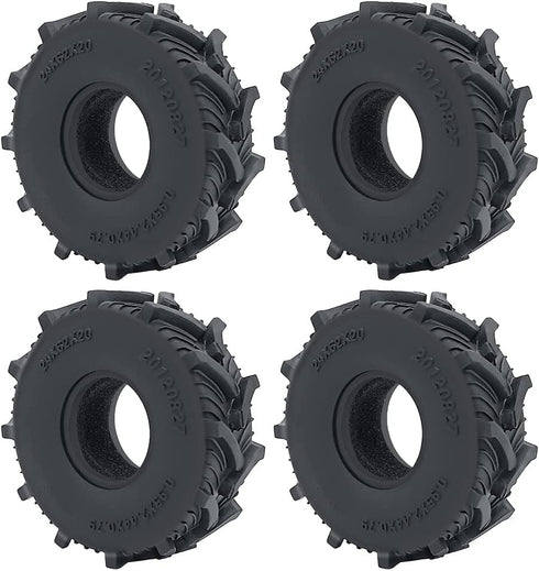 RCHUBAM 4PCS 1.0" Micro Crawler Tires Rubber Mud Tires for 1/18 TRX4M 1/24 Axial SCX24 90081 AXI00001 AXI00002 AXI00005 AXI00006 RC Crawler Car (62mm)