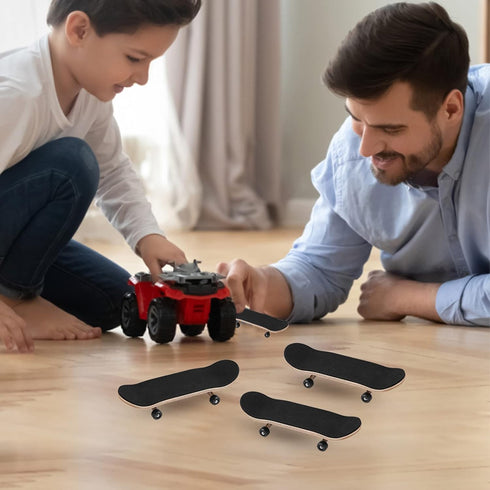 Combort Finger Skateboards Set, 1Pc Maple Wooden + Alloy Fingerboard with Box, Kids Gifts (Black)
