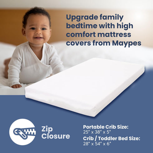 25 38 5 Waterproof Kids Portable Crib Mini Crib Mattress Protector x x in. Baby Mini Vinyl Crib Cover with Zipper