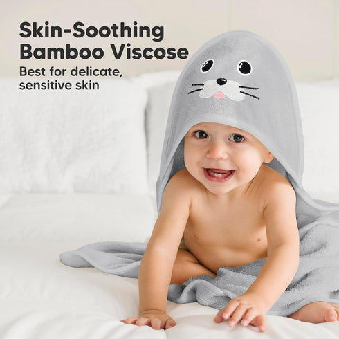 KeaBabies Hooded Baby Towel for Newborn - Large Baby Bath Towels with Hood for Boys, Girls, Toddler, Extra Absorbent