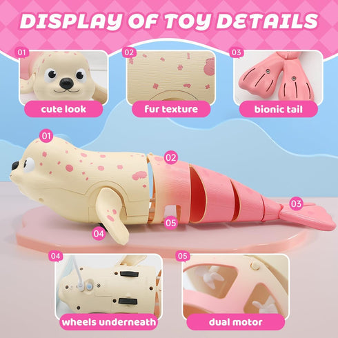 2.4Ghz 3-12, Swimming QUN XING Amphibious Remote Control Seal - Rechargeable Pool & Land Toy for Kids Ages Waterproof