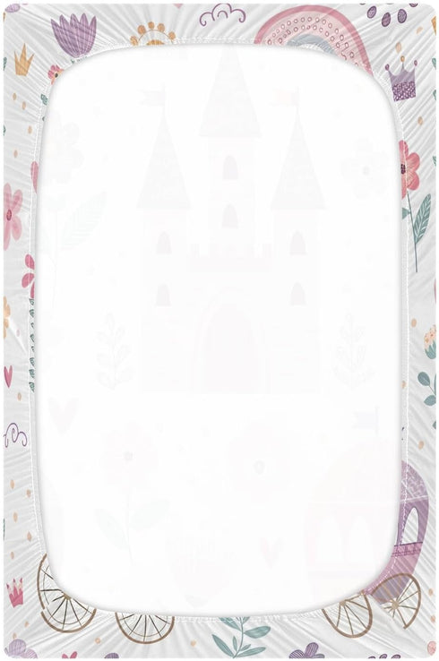 Flradish Cozy 27 39 Princess Castle Pink Crib Sheets for Boys or Girls,Stretchy Fitted Soft Breathable Crib Sheet
