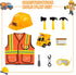 Construction Worker Costume for Boys, Toddler Builder Career Outfit for Pretend Role Play, Ages 3-7