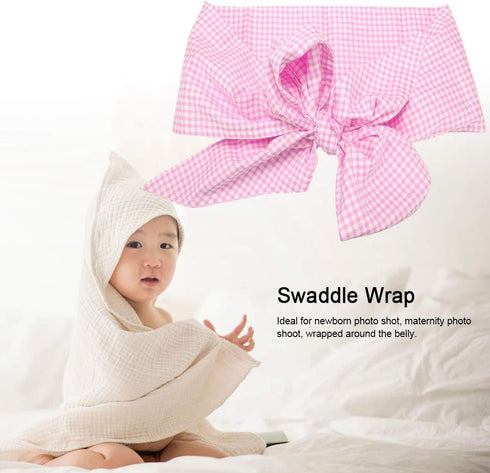 Zerodis Baby Swaddle Wrap Sash, Cotton Maternity Bowknot Newborn Infant Blanket for Photo Shot, Light Plaid
