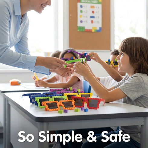 Block Mania Building Block Glasses with Extra Bricks - Fun Carnival Supplies