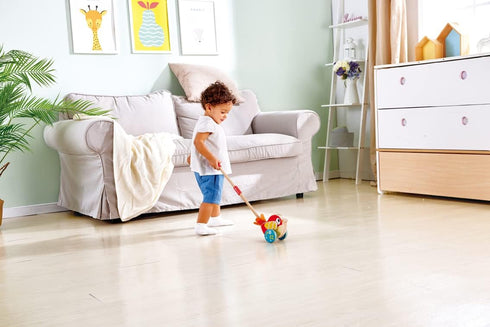 22.05 Inch Hape Lilly Musical Push Along | Wooden Push Along Baby Walking Bird, Playful Kids Toy with Detachable Stick