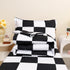 Set, Set, 4 Set Caressma Checkered Toddler Bedding Classic Black and White Plaid Bed Fluffy Grid Buffalo Plaid Pieces