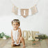1st 1st BOOMPA White Birthday High Chair Banner - Wood Bead Tassel Garland - Pure Angel Birthday Photo Backdrop - Wall