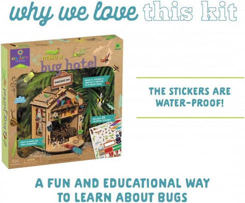 PlayMonster Craft-Tastic Make A Bug Hotel, DIY Nature Craft Kit for Ages 4+ with Stickers