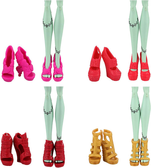 Barwa 10 Pairs Doll Shoes Accessories, Fashion High Heels, Sandals & Boots Pack