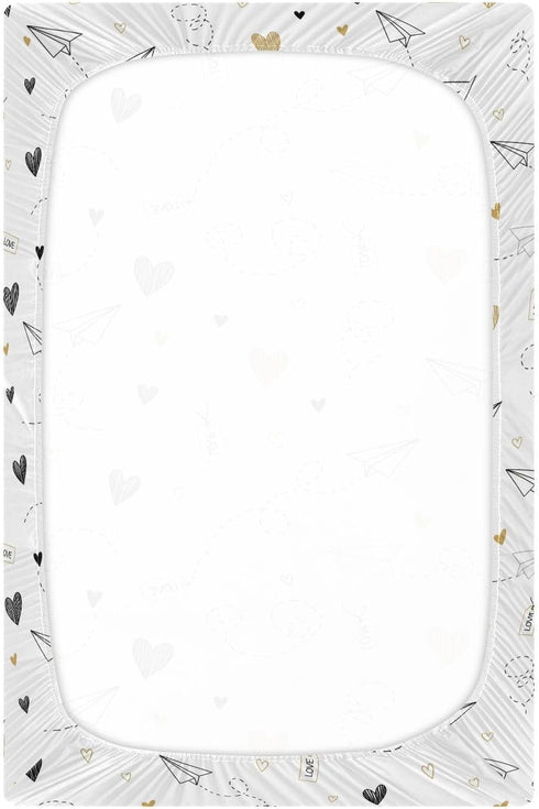 Emelivor Paper Airplane White Baby Crib Sheets for Boys Girls Soft Nursery Bedding Sheet Crib Mattress Sheets for Girl