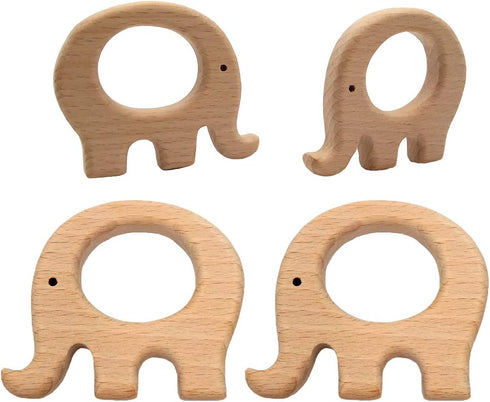 Natural Wooden Elephant Pendant, Pure Beech Wood Animal Shape for Handmade Necklace/Bracelet