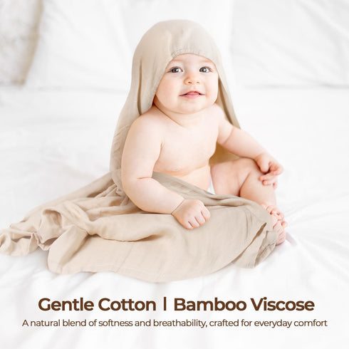 CottCare 4-Pack 45''x45'' Muslin Swaddle Blankets for Babies, Ultra Soft Breathable Receiving Blankets, Large Baby