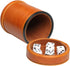 Leatherette Dice Cup with Lid, includes 6 Dices, Velvet Interior for Liars Dice Farkle Yahtzee Games, Brown
