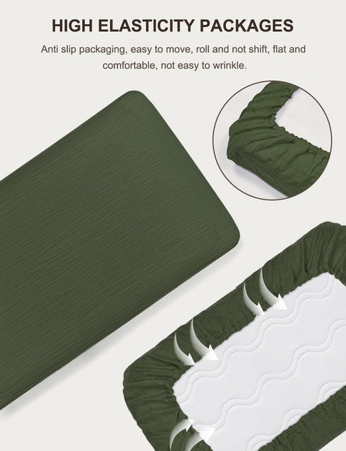 28" 52" (46C-10) Olive Green Baby Crib Sheets, Soft Muslin Baby Crib Sheets for Standard Crib Mattress, x Neutral