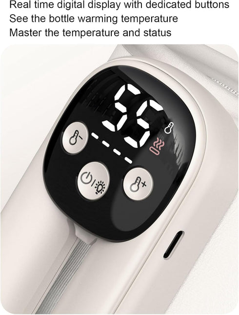 NOENNULL 11 Settings 2.56 3.15in Cordless Milk Bottle Warmer Temperature Digital Display Portable Bottle Heater