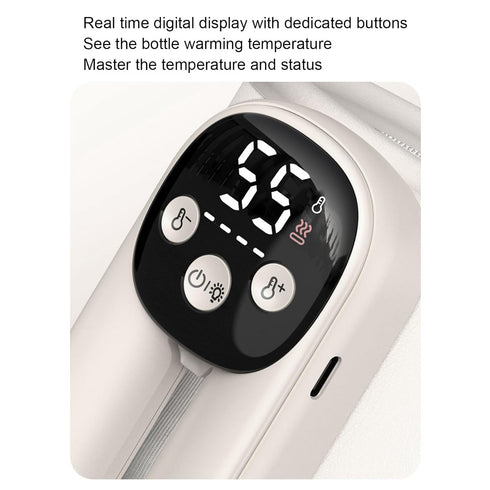 SPYMINNPOO 11 Settings 2.56 3.15in Bottle Warmer, Cordless Milk Warmer Temperature Digital Display Portable Breastmilk
