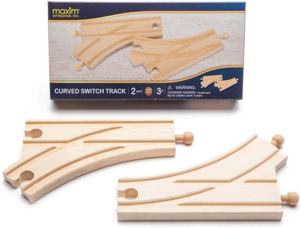 Maxim Enterprise, inc. Wooden Curved Switch Tracks, Compatible with Thomas & Friends,