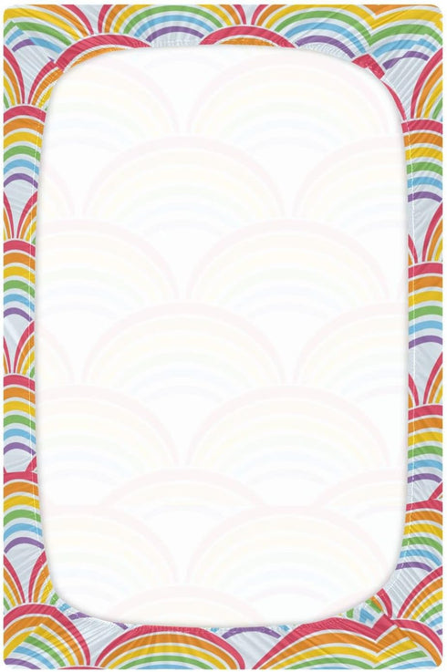 KICPOAY 39 27 Fitted Crib Sheets Colorful Rainbow Stretchy Portable Playard Sheets for Baby Toddler, Breathable Soft