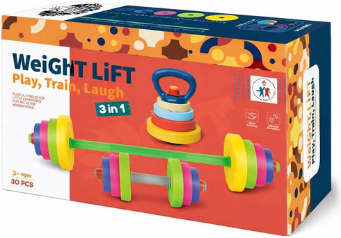 Set 3-in-1 Kids Exercise Weight - Adjustable Workout Toy Equipment for Children Pretend Play Exercise - Toddler