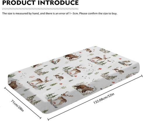 Woodland Animals Baby Crib Sheets - Unisex Bear Deer Hedgehog Owl Squirrel Rabbit, Standard Crib Toddler